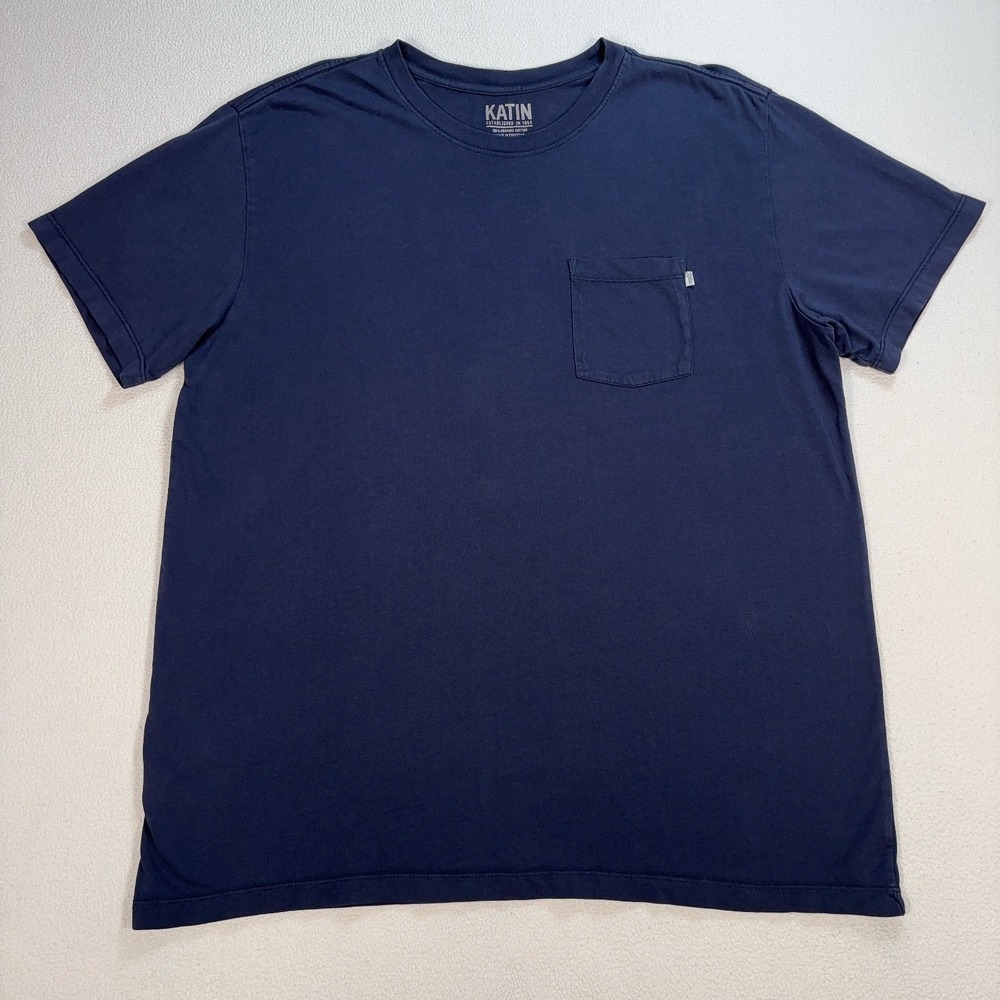 Katin Pocket‎ Base T-Shirt Men's L Navy 100% Organic Cotton Logo Crewneck Tee
